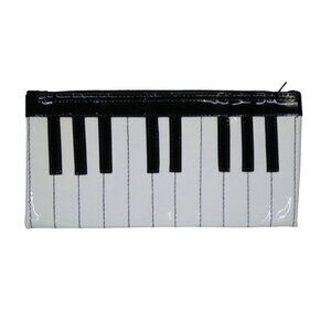Piano Keys Keyboard Patent Leather Pencil Makeup Pouch Unbranded 10" Never used